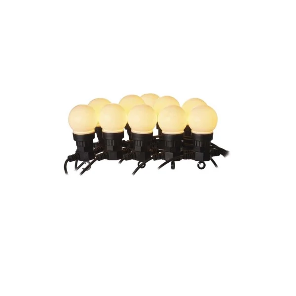 LED fényfüzér – 10x party égő, opál, 5 m, kültéri és beltéri, meleg fehér