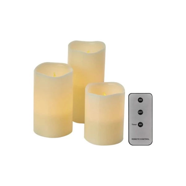 LED dekoráció – 3x viaszgyertya, 3x 3x AAA, beltéri, vintage, távirányító