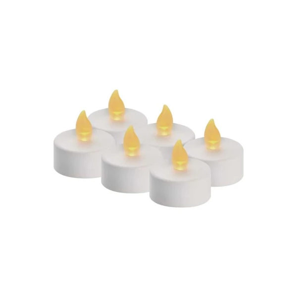 LED dekoráció – 6x teamécses, fehér, 6x CR2032, beltéri, vintage