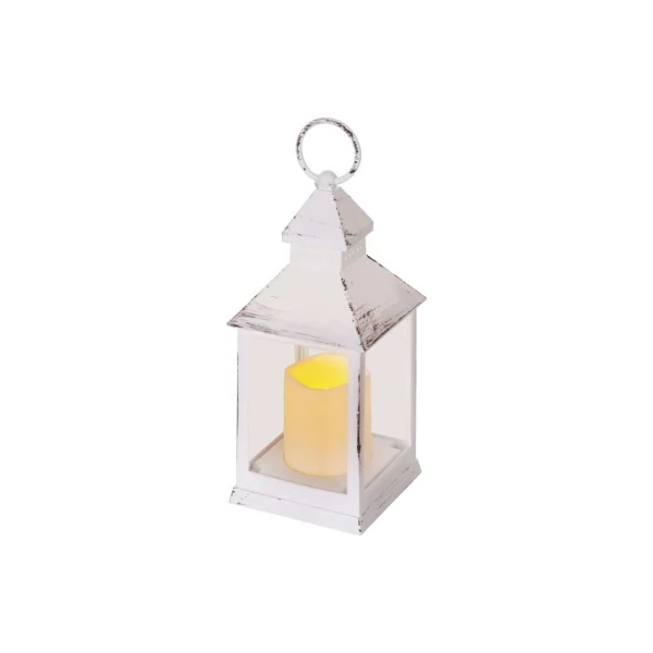 LED dekoráció – lámpa, antik, fehér, villogó, 3x AAA, beltéri, vintage, időzítő