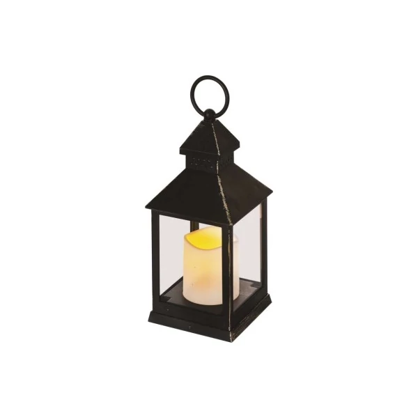 LED dekoráció – lámpa, antik, fekete, villogó, 3x AAA, beltéri, vintage, időzítő