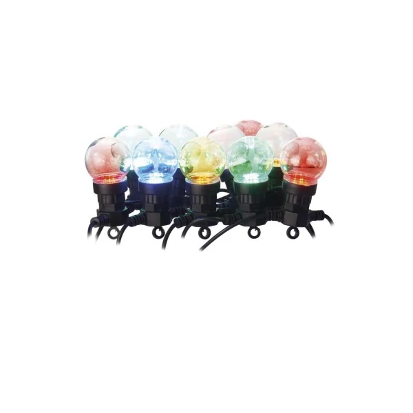 LED fényfüzér – 10x party égő, 5 m, kültéri és beltéri, többszínű