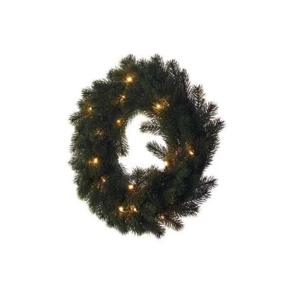 LED karácsonyi koszorú, 40 cm, 2x AA, beltéri, meleg fehér, időzítő