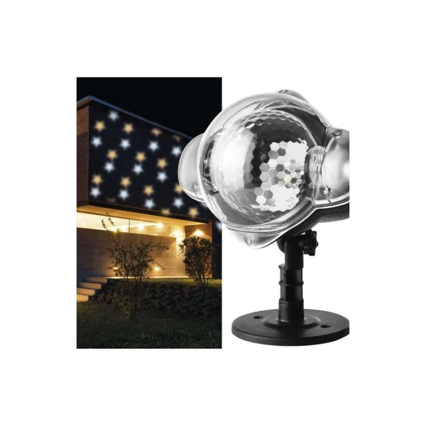 LED dekoráció projektor – csillagok, kültéri és beltéri, meleg/hideg fehér