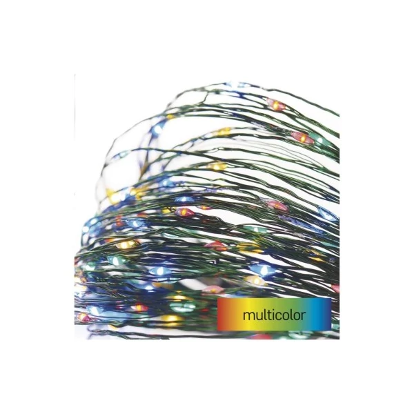 LED karácsonyi nano fényfüzér, zöld, 7,5 m, kültéri és beltéri, többszínű, időzítő