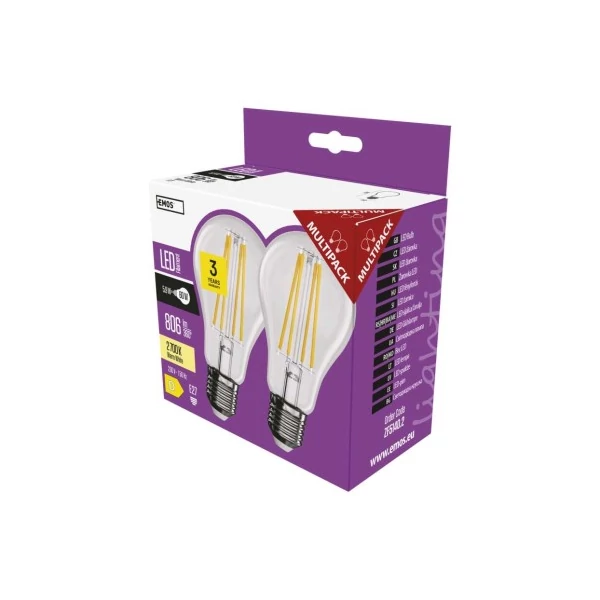 LED izzó Filament A60 / E27 / 5,9 W (60 W) / 806 lm / meleg fehér