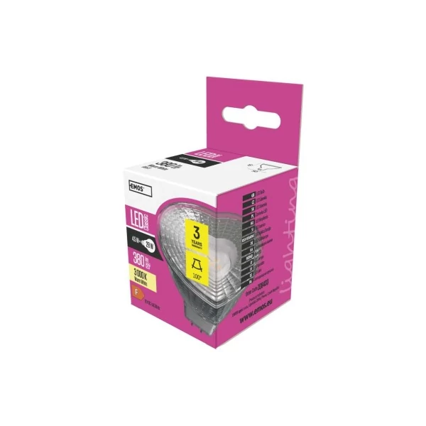LED izzó Classic MR16 / GU5,3 / 4,5 W (28 W) / 380 lm / meleg fehér