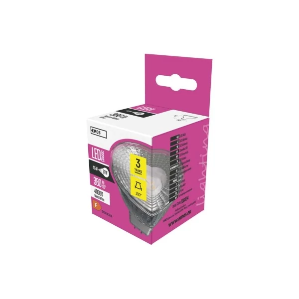 LED izzó Classic MR16 / GU5,3 / 4,5 W (31 W) / 380 lm / természetes fehér