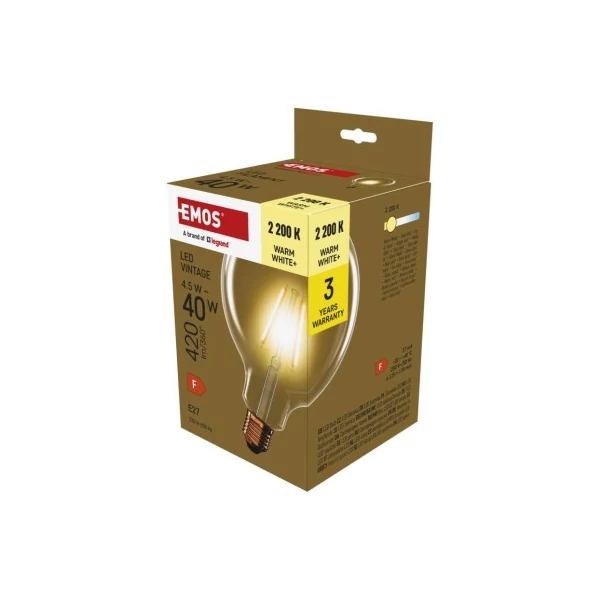 LED izzó Vintage G125 / E27 / 4,5 W (40 W) / 420 lm / Meleg fehér