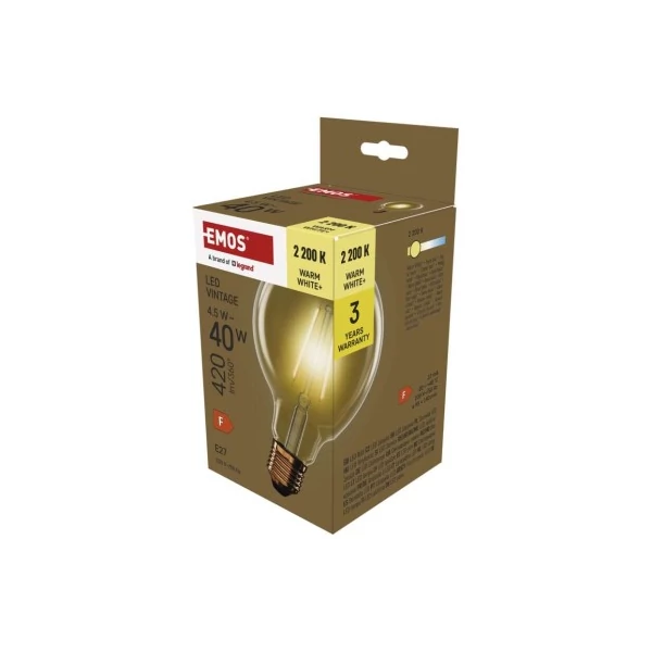 LED izzó Vintage G95 / E27 / 4,5 W (40 W) / 420 lm / Meleg fehér
