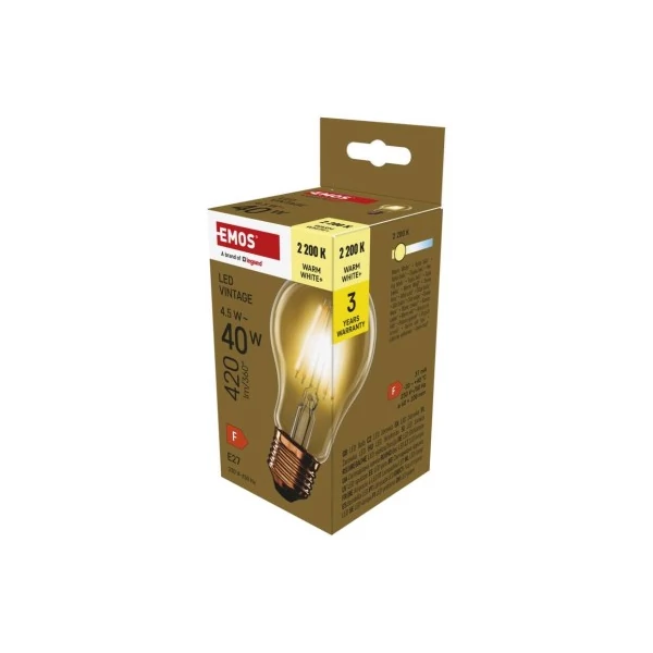 LED izzó Vintage A60 / E27 / 4,5 W (40 W) / 420 lm / Meleg fehér