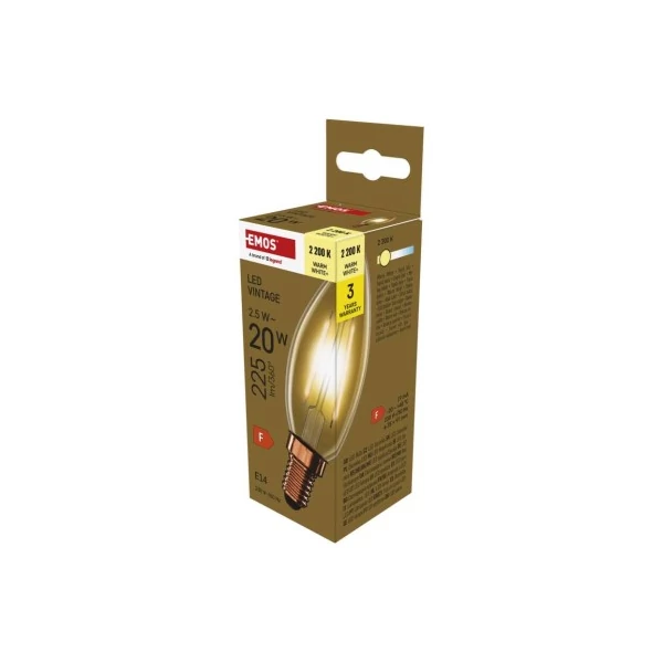 LED izzó Vintage gyertya / E14 / 2,5 W (20 W) / 225 lm / Meleg fehér