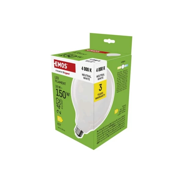 LED izzó Filament G125 / E27 / 18 W (150 W) / 2452 lm / Természetes fehér
