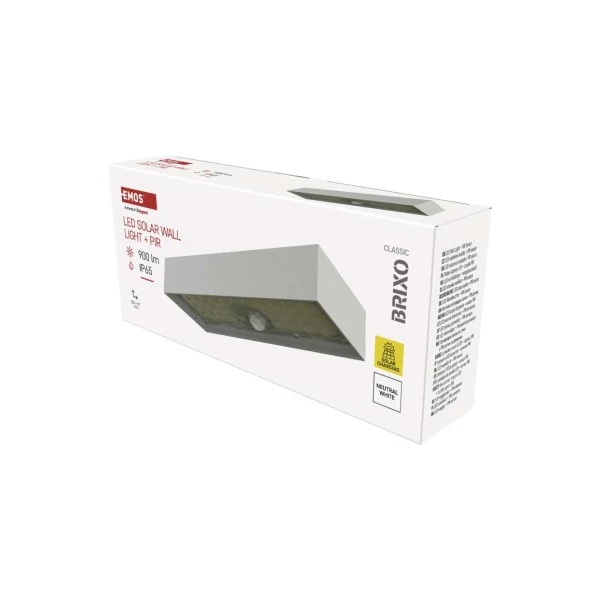 EMOS LED SOLAR lámpatest BRIXO PIR, 900lm IP65 természetes fehér