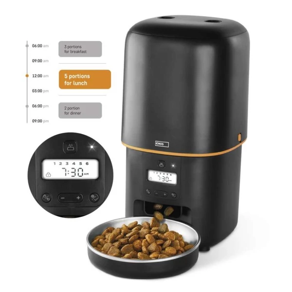 Pet Care állateledel adagoló, 4 L, fekete