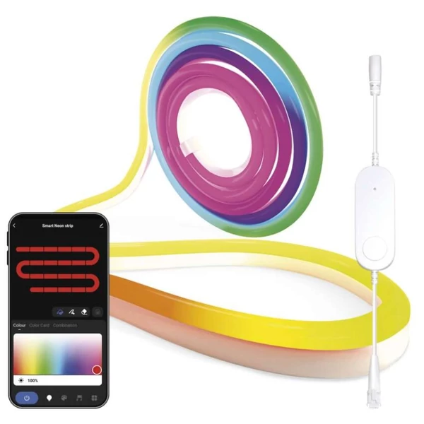 GoSmart Rugalmas LED szalag NEON fehér, 5 m, 33 W, RGBIC dimmelhető, WiFi