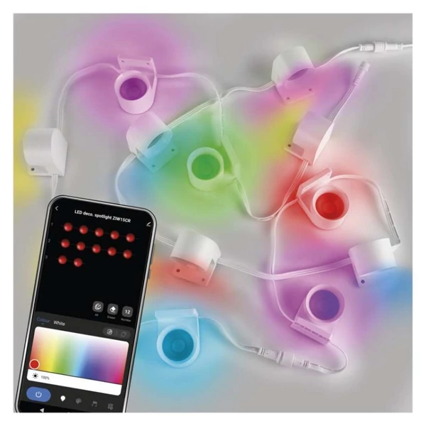 GoSmart LED reflektor - 255 cm-es lánc, 12 rész, 7 W, RGBIC+CCT, dimmelhető, WiFi