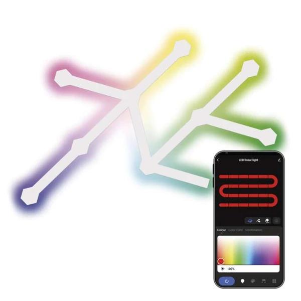 GoSmart LED lámpatest Lines fehér, 9 részből álló, 34 W, RGBIC dimmelhető, WiFi