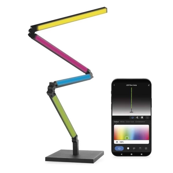 GoSmart LED állólámpa, fekete, 175 cm, meleg fehér / RGBIC WiFi