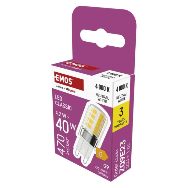 LED izzó Classic JC / G9 / 4,2 W (40 W) / 470 lm / Természetes fehér