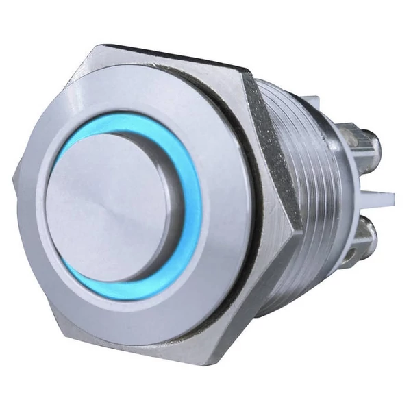 Csengő nyomógomb beépíthető, fém, kék LED fénnyel 0083076302