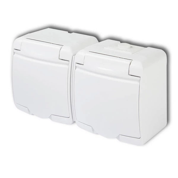 Aquastar földelt csf. dugaszolóaljzat, 2-es, fehér IP54 22151