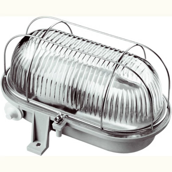 Hajólámpa, ovális, fémrácsos 100W, szürke 6910H