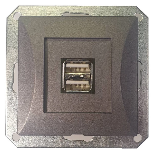 OPAL dupla USB aljzat keret nélkül, grafit 8761H
