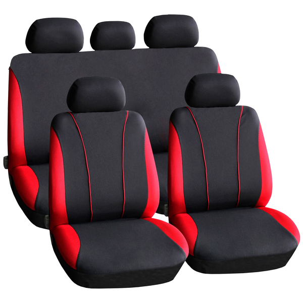 Autós üléshuzat szett - piros / fekete - 9 db-os - HSA002