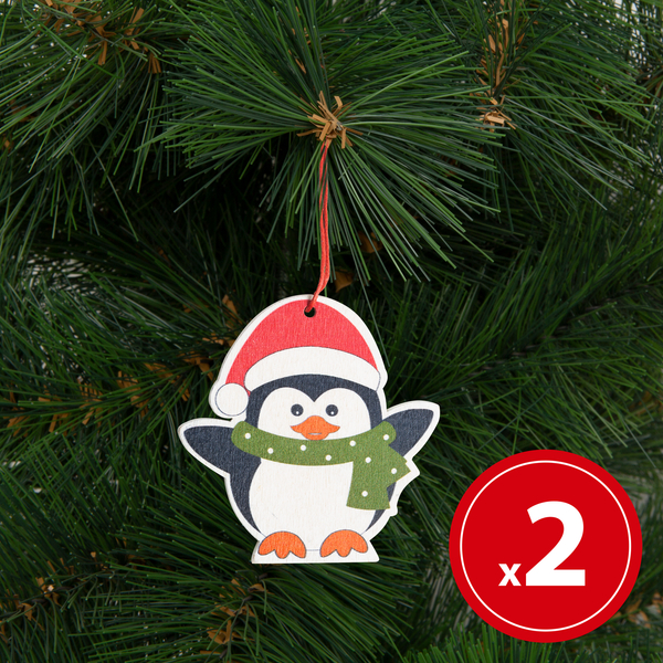 Karácsonyfadísz szett - pingvin - fából - 8 x 6 cm