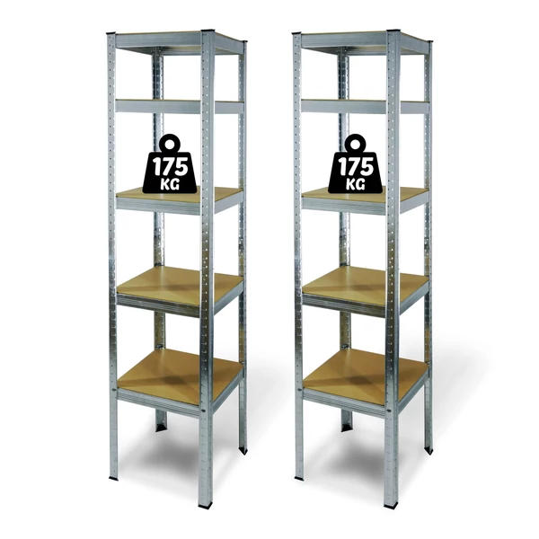 Fémpolc állvány - 5 szintes - fém - max. 175 kg - 180 x 40 x 40 cm