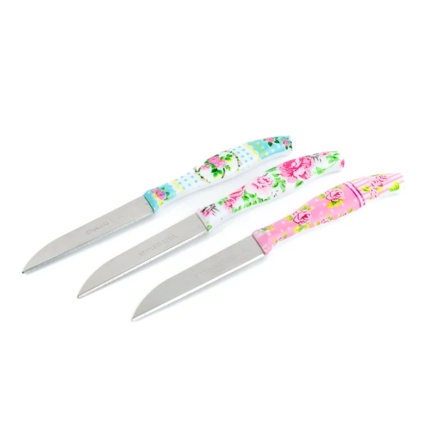 Konyhai kés készlet - 15 cm - virág mintás - 3 db / csomag