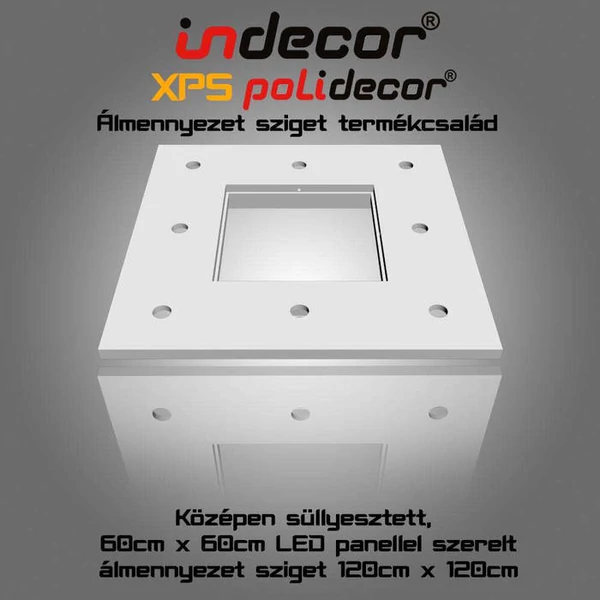 N-120-LP    120cm négyzet süllyesztett álmennyezet sziget test, LED panel világításhoz