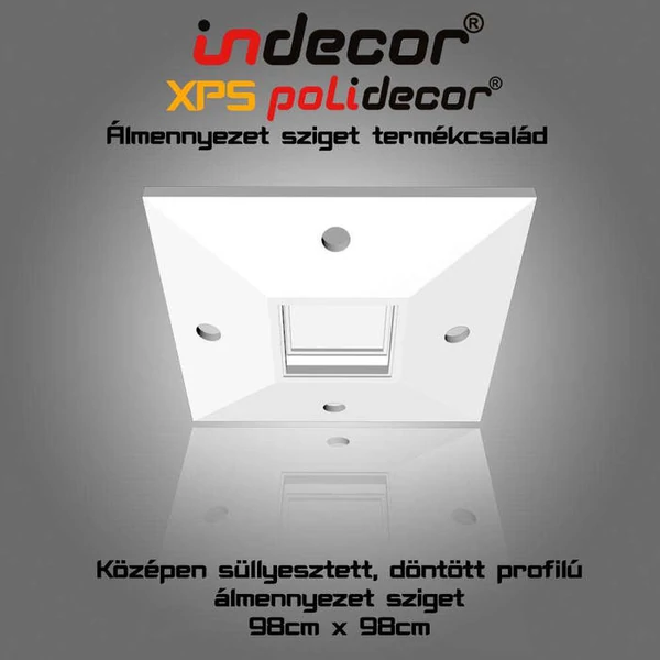 N-100-D 98cm négyzet döntött frontú álmennyezet sziget test