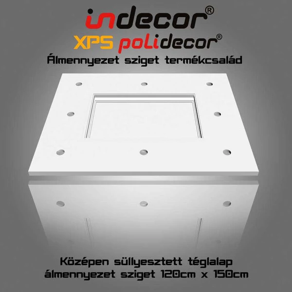 T-150x120   Téglalap álmennyezet sziget test 150cm x 120cm