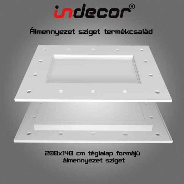 T-200x140   200cm x 140cm téglalap álmennyezet sziget test