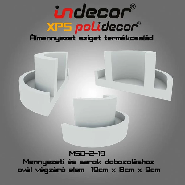 Sarok és mennyezeti dobozolás ovál végzáró elem 19cm