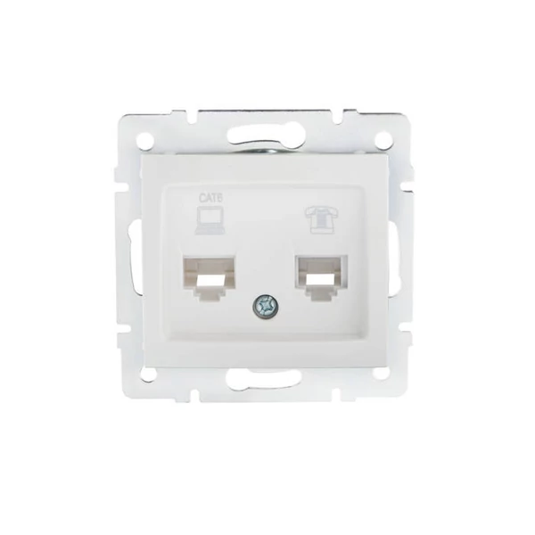 Számítógép és telefoncsatlakozó aljzat (RJ45 Cat 6+RJ11) DOMO