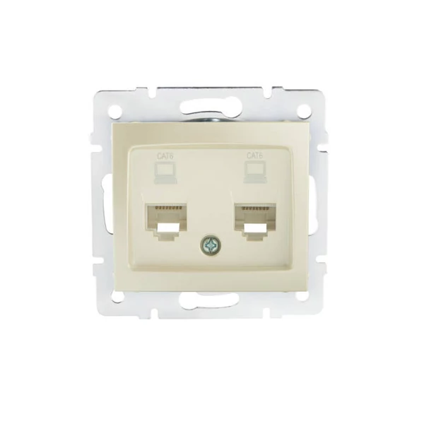 Dupla, független számítógép-csatlakozó (2x RJ45Cat 6 Jack) DOMO