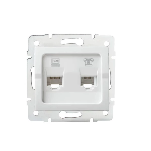 Számítógép és telefoncsatlakozó aljzat (RJ45 Cat 6+RJ11) LOGI