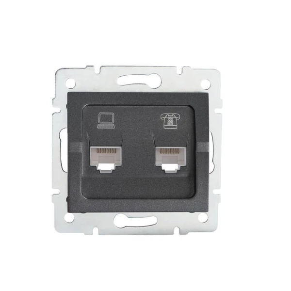 Számítógép és telefoncsatlakozó aljzat (RJ45 Cat 5e+RJ11) LOGI